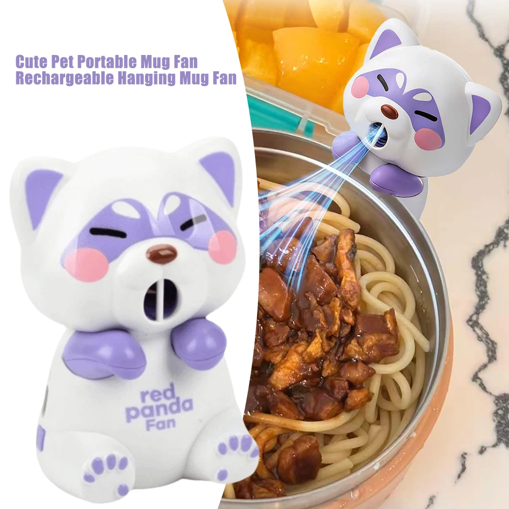 Summer Portable Desktop Mini Cooling Blower USB Charging Cup Hanging Fan With Lovely Monkey Panda Kitten Design To Lower