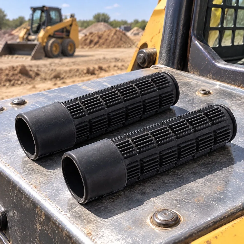 For Bobcat Skid Steer Rubber Handles for 751 753 763 - Resilient Rubber Material 20x15x5cm Textured Black Pair
