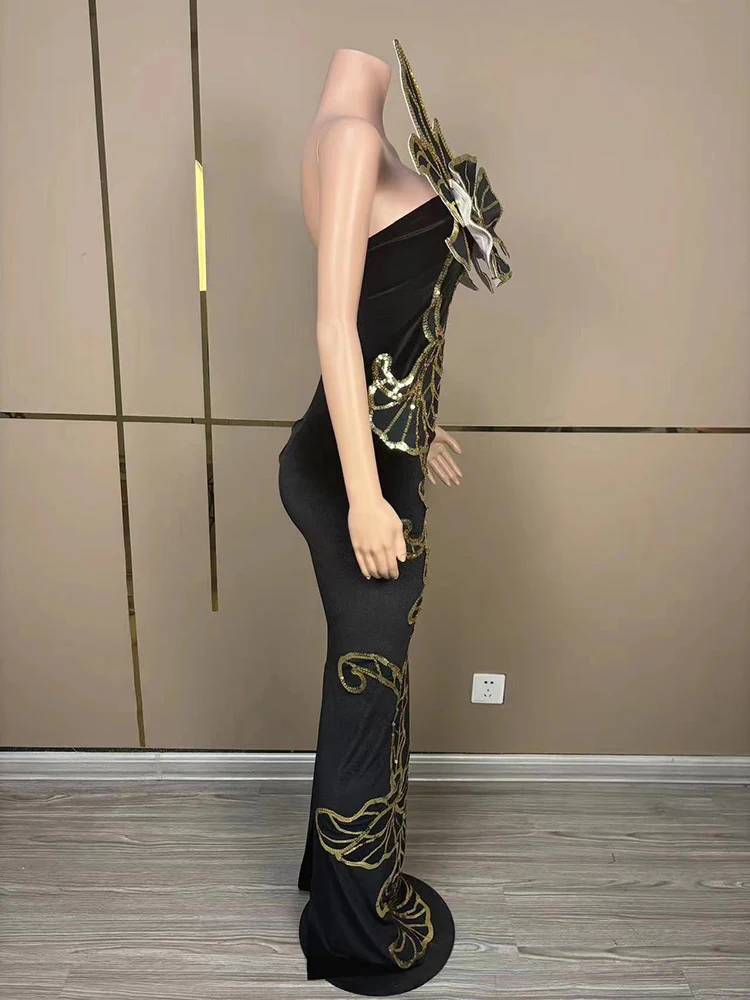 Flowers Tube Evening Party dresses drag costume sexy festival show costumes evening dress with stones Birthday Special Ocassion