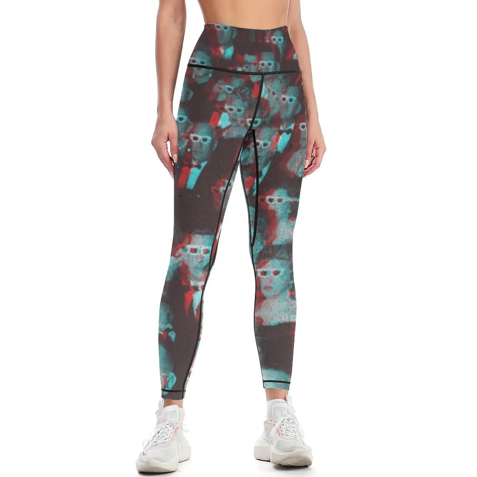 

Anaglyph 3D Movie crowd Leggings Tight fitting woman sport pants gym wear sportswear for gym Womens Leggings