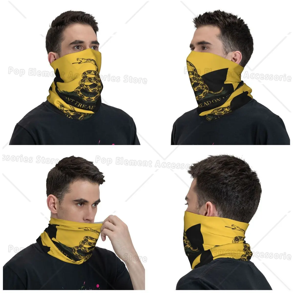 Libertarian Gadsdens Flag Ancap Flag Bandana Neck Gaiter UV Protection Face Scarf Cover Men Women Headband Tube Balaclava