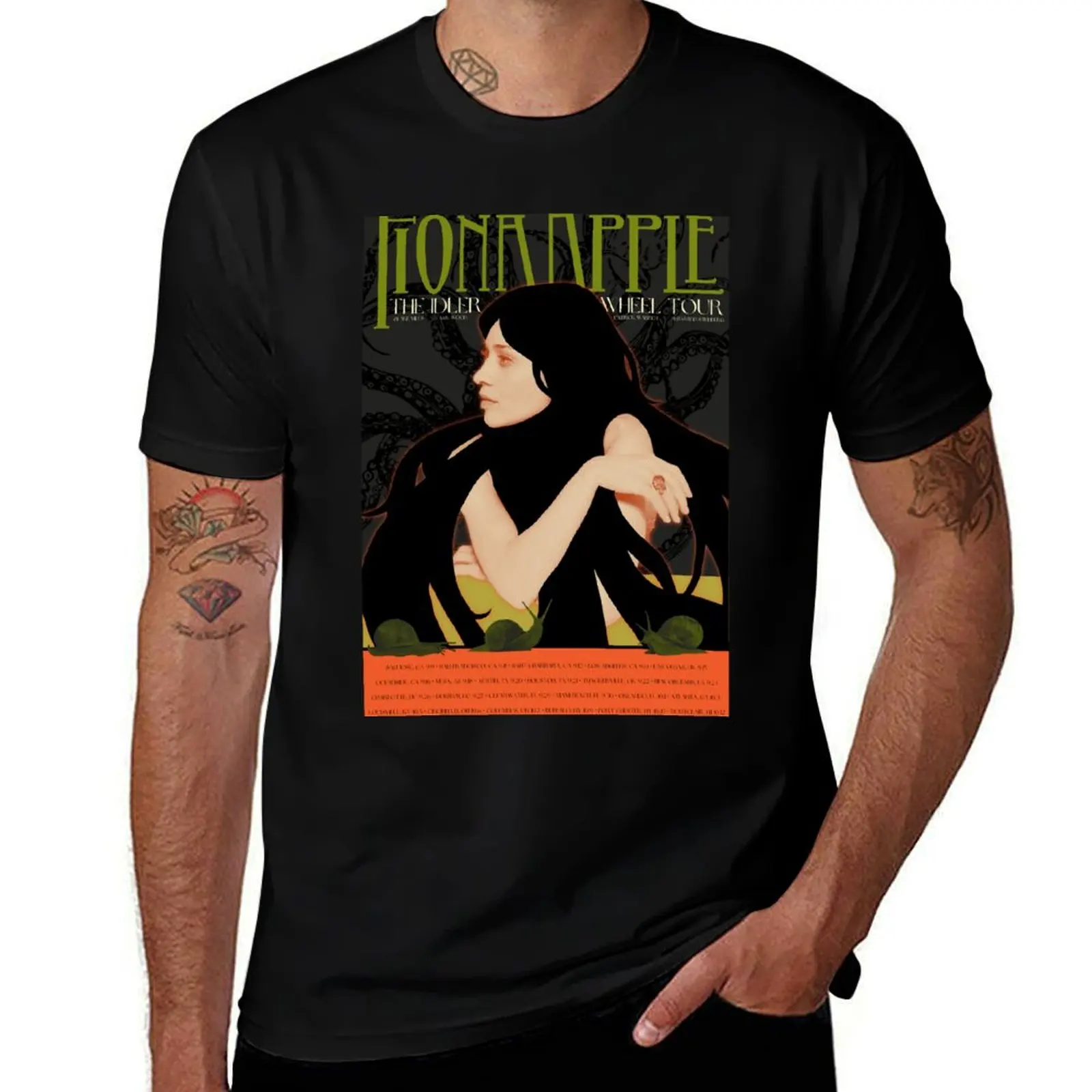 

apple tour poster T-Shirt plus sizes heavyweights oversized t shirt men