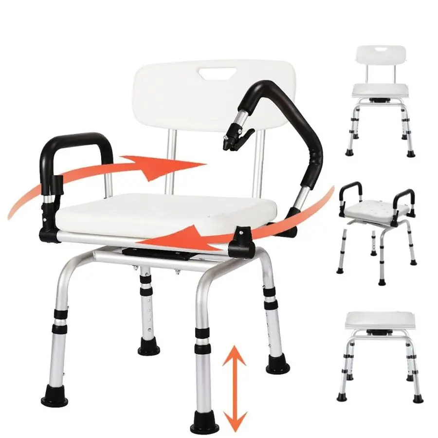 

Стул для душа для внутреннего душа, сиденья для душа для пожилых людей с подлокотниками и спинкой, регулируемая по высоте скамейка для переноски ванны для ванн,