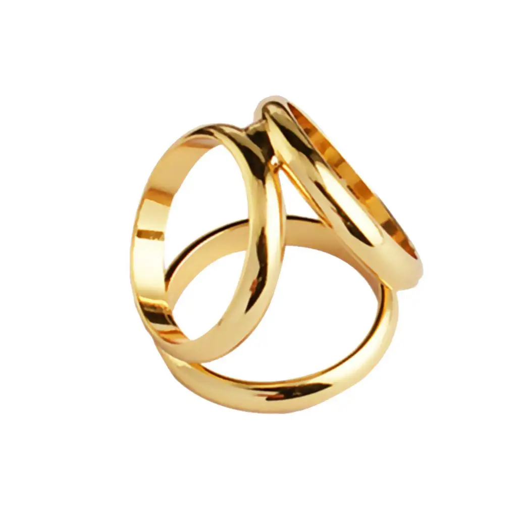 Tricyclic Ring Scarf Buckle Gold Copper Clip Fashion Jewelry Pin for Silk Scarves Wedding Office Gift