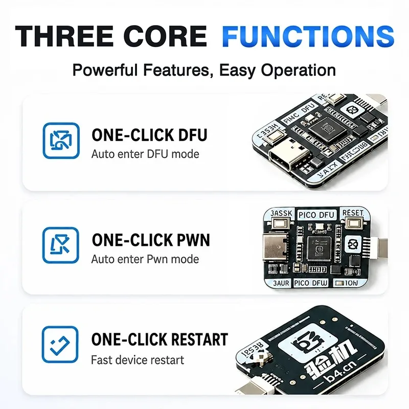 RP2350A PIC0 Engineering Box, One-Click DFU, One-Click Restart, Eintritt in den Wiederherstellungsmodus für iPhone-Mobiltelefon-Reparaturwerkzeuge – Detail 5