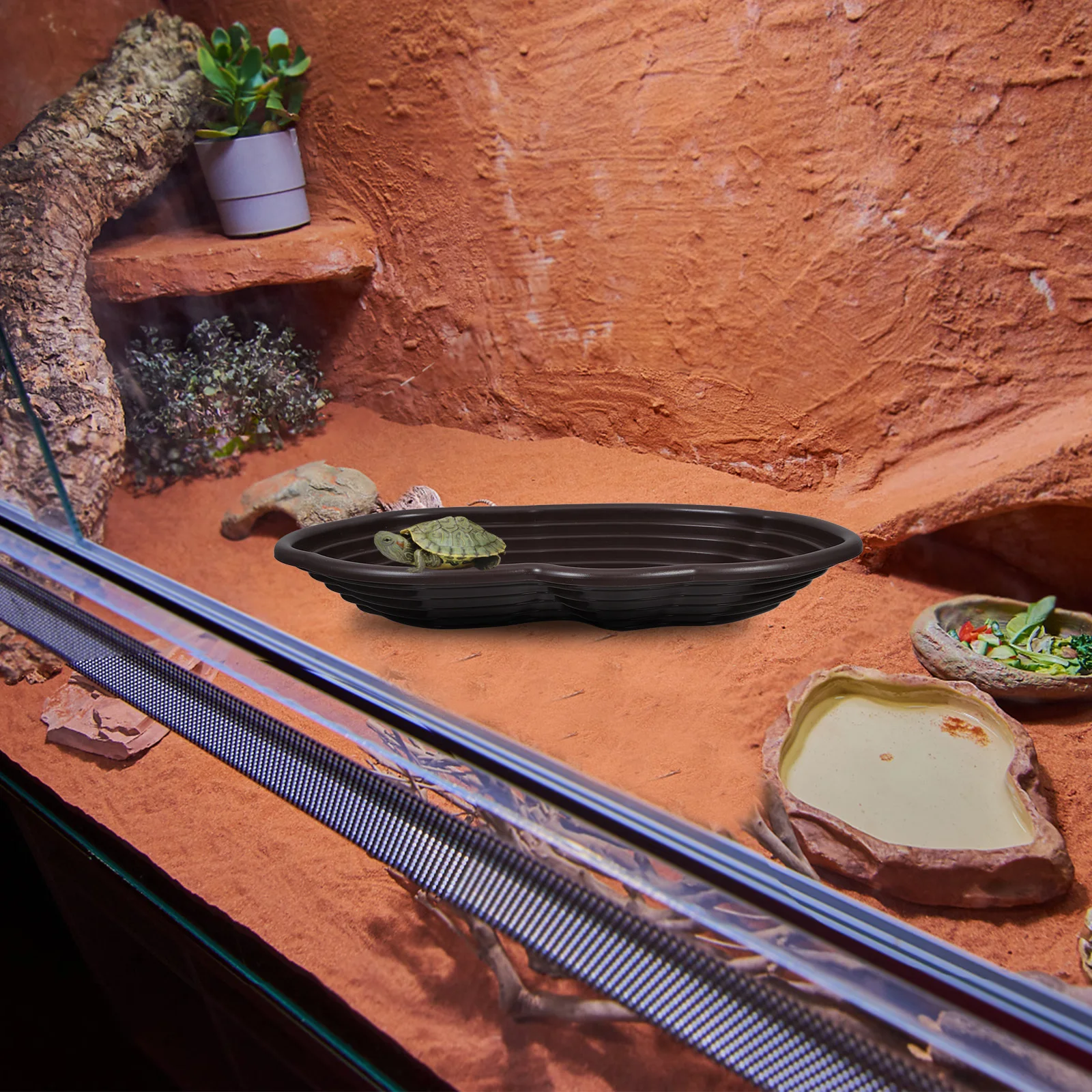 

Large Bowl Bathing Pool Ramp Basking Platform Reptile Feeding Dish Tortoise Bath Tub Habitat Accessories