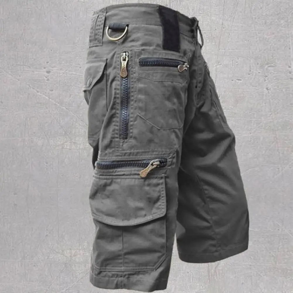 Men's Military Uniform Cargo Shorts Jogging Shorts Solid Color Multi Pocket Summer Casual Straight Cargo Shorts Men