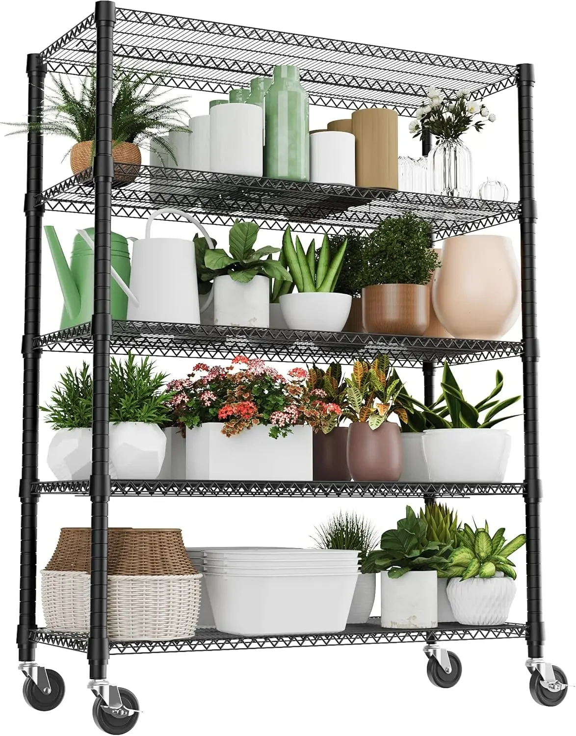 

5 Tiers Shelf 3300 lbs Steel Storage Shelving Utility Shelving Unit Steel Organizer Wire Rack for Home,Kitchen,Office,Garage Bla