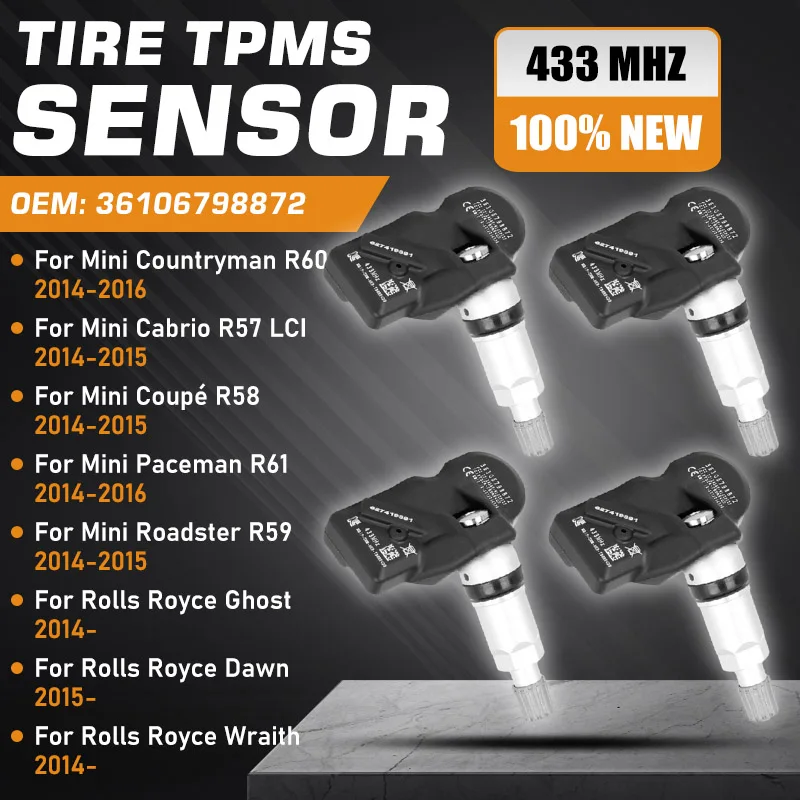 ل ميني كونتري مان R60 Mini R61 2014-2016 مستشعر تساوي ضغط الإطارات رولز رويس جوست 2014- Mini R57 R58 R59 2014-2015 مستشعر ضغط الإطارات