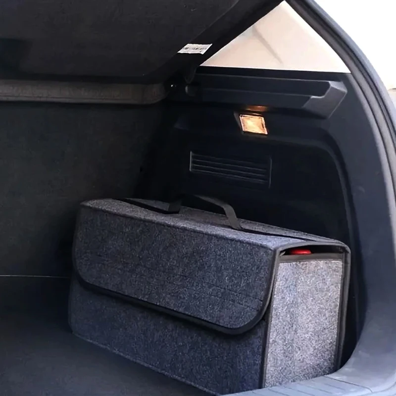 Car Trunk Organizer Soft Felt Storage Box Car Storage Bag Large Anti Slip Compartment Boot Storage Organizer Accessories