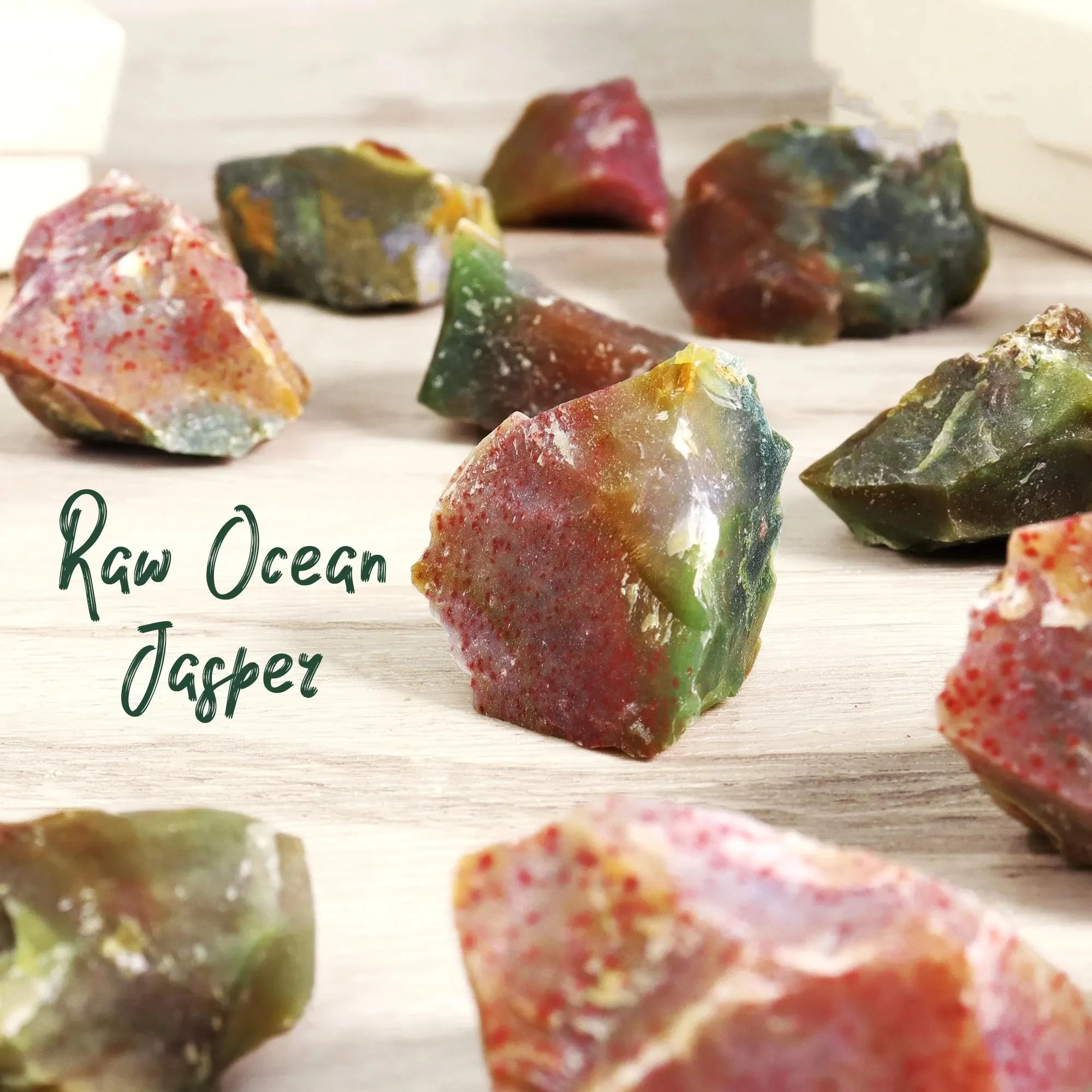 

1pc/2pcs Raw Ocean Jasper Stones, Natural Premium Rough Ocean Jasper, Crystal Gift, Mineral Specimen, Home Decor, Holiday Gifts