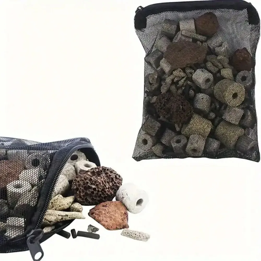 10 Stück schwarze Netzfilterbeutel mit Reißverschlüssen für Aquarienfiltermedien, langlebig, atmungsaktiv, halten Materialien organisiert – Detail 3