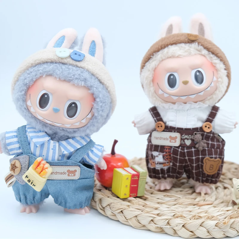 15cm Labubu Idol Dolls Clothes Cute Bib Pants Accessories Korea Kpop Exo Clothing Hoodie Plush Doll'S Clothes Girls Gifts