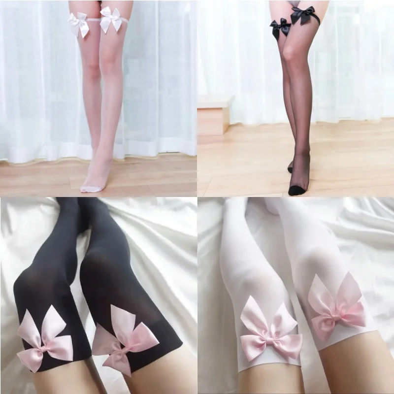 Sexy rosa Schleife schöne Oberschenkel hohe Knie Sexy Strümpfe Mädchen süße Spitze über Kniestrümpfe Damen Sexy Dessous Strümpfe
