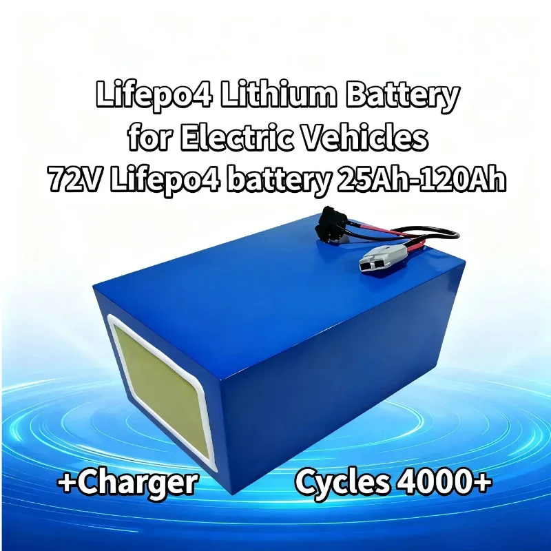 

Аккумулятор LiFePO4 72 В 25 Ач-110 Ач с зарядным устройством | Перевозки LiFePO4: безопасный/стабильный/низкий саморазряд + 4000+ циклов для электронных транспортных средств и