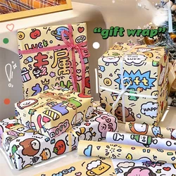 10PCS Graffiti Cartoon Gift Wrapping Paper With High Aesthetic Value Cute Birthday Gift Wrapping Book Cover Paper