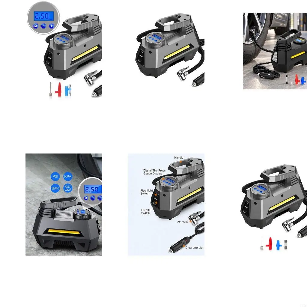 Tire Inflator Air Compressor for Car, Motorcycle and Bike Inflation Tasks X37F