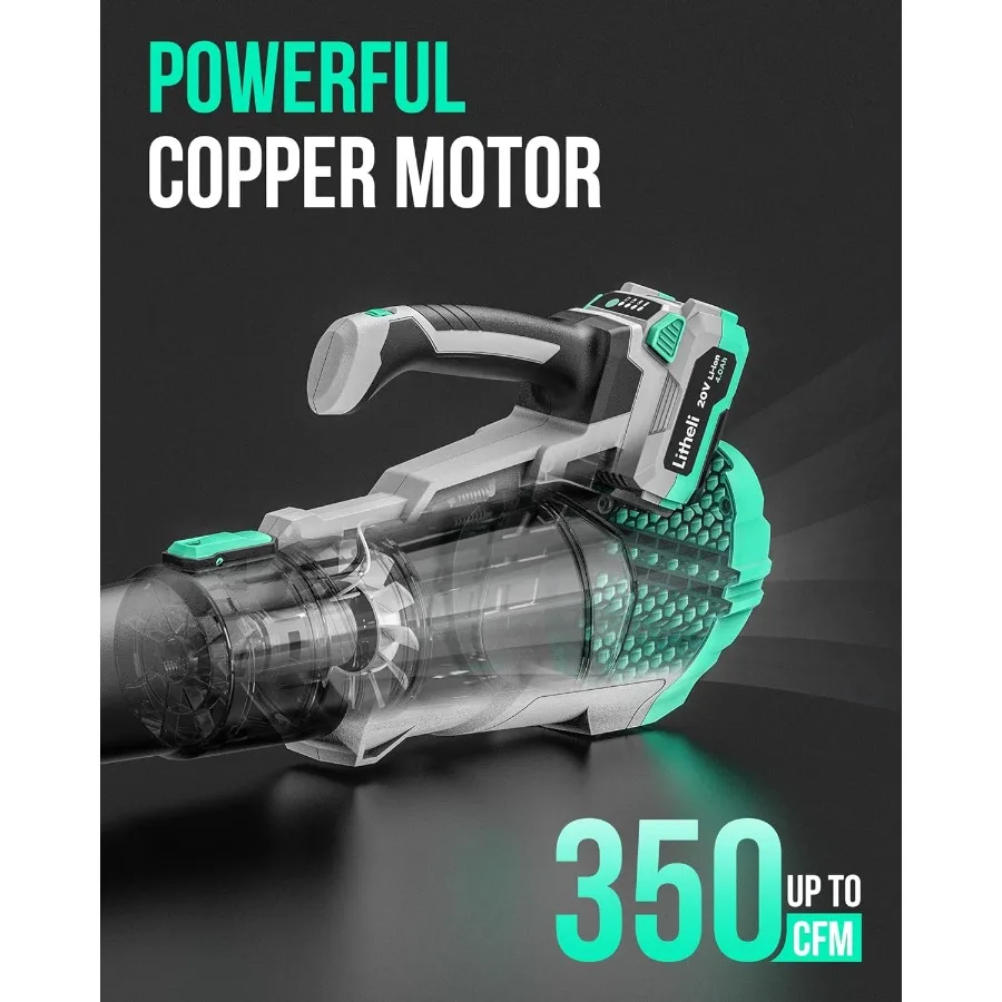 منفاخ أوراق شجر لاسلكي 20 فولت مع 350 درجة مئوية و85 ميلا في الساعة وسرعات متغيرة لبطارية إزالة الغبار والثلج بكفاءة مع