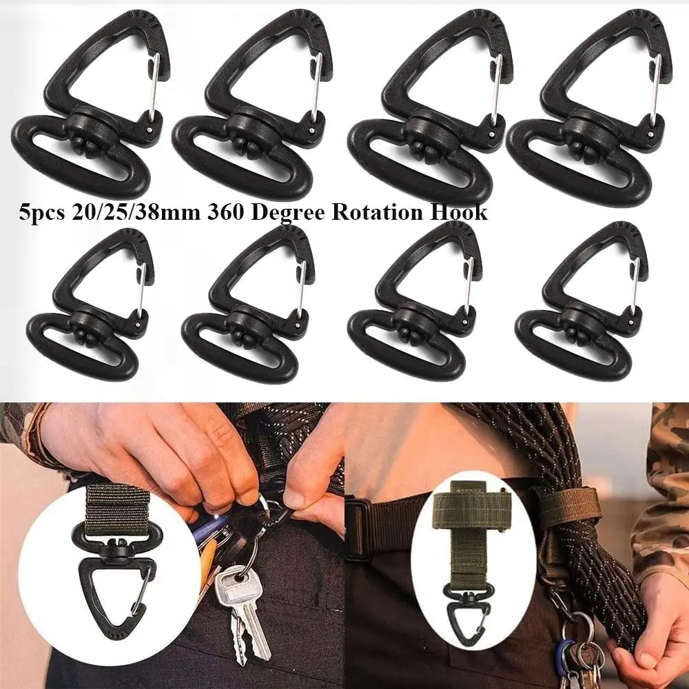 5pcs High Quality Plastic Alloy Camping Hiking Keychain Black Spring Quickdraws Hooks Buckles Backpack Accessories Outdoor Tool