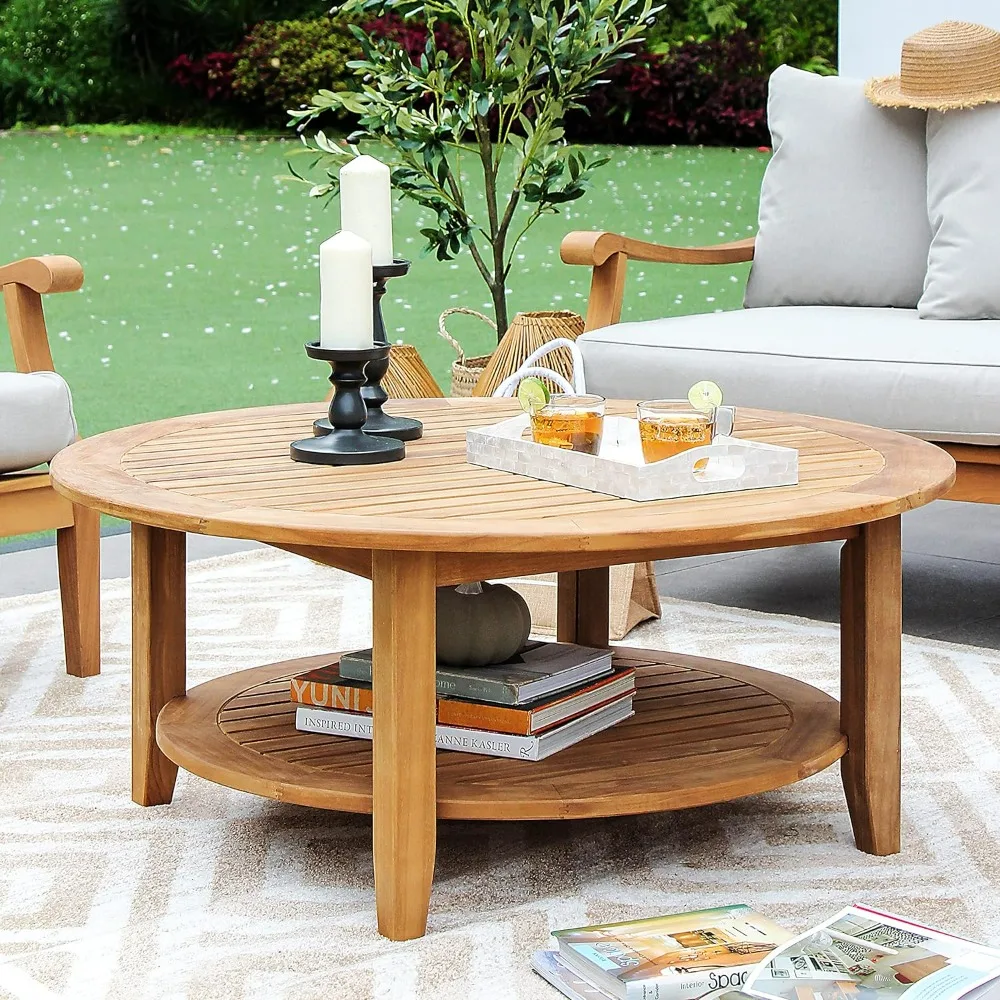 Patio Coffee Table, 40-Inch, 40 Inch/Natural Teak,Outdoor Tables