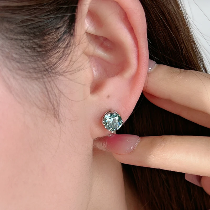أقراط Paraiba الخضراء مكونة من 2 قيراط أقراط الماس المتلألئة مجوهرات فاخرة للنساء لحضور الأحداث والمواعدة