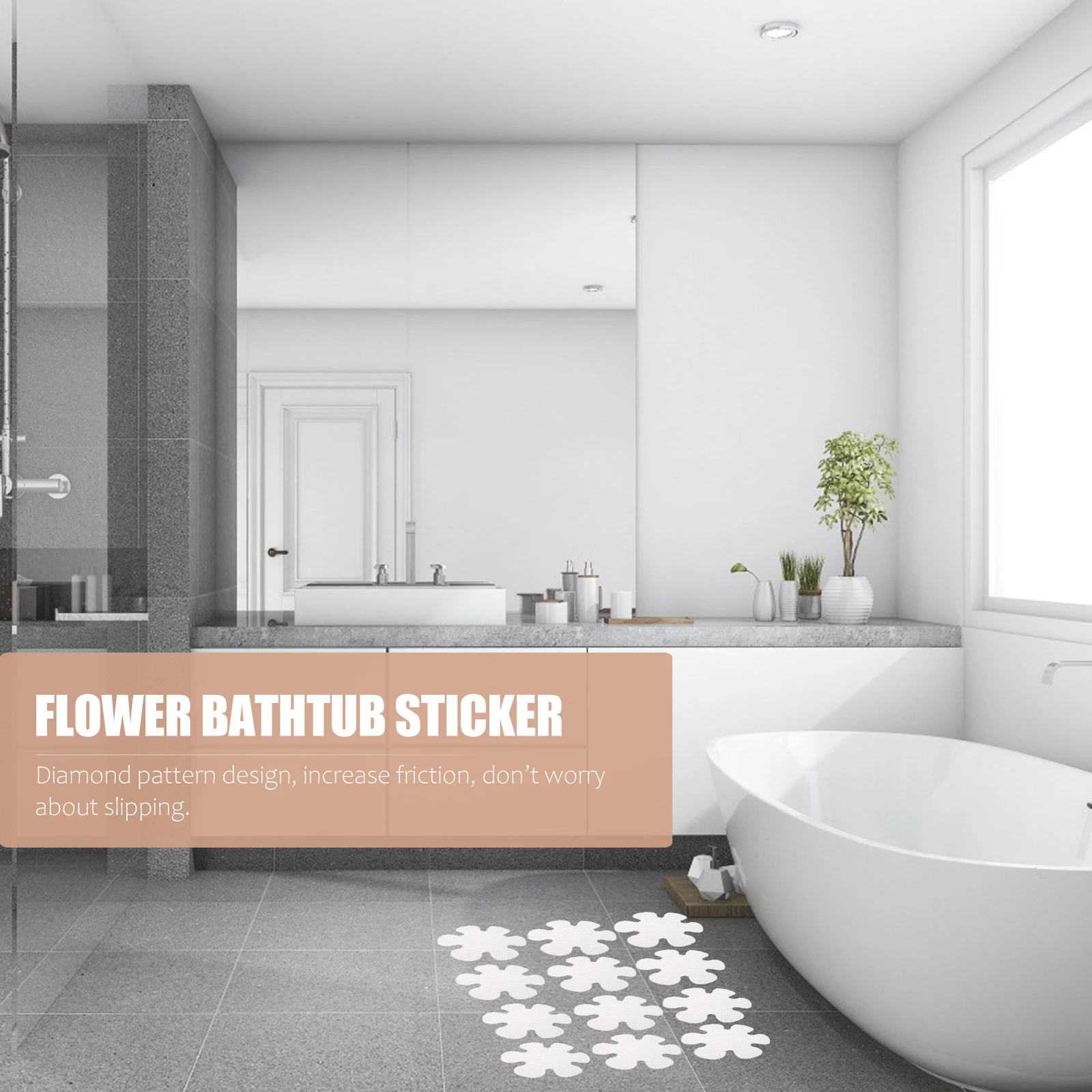 

20pcs Anti Slip Bath Stickers Flower Design Waterproof Floor Decals For Bathroom Kitchen Pool Non Slip Surface Peva Material