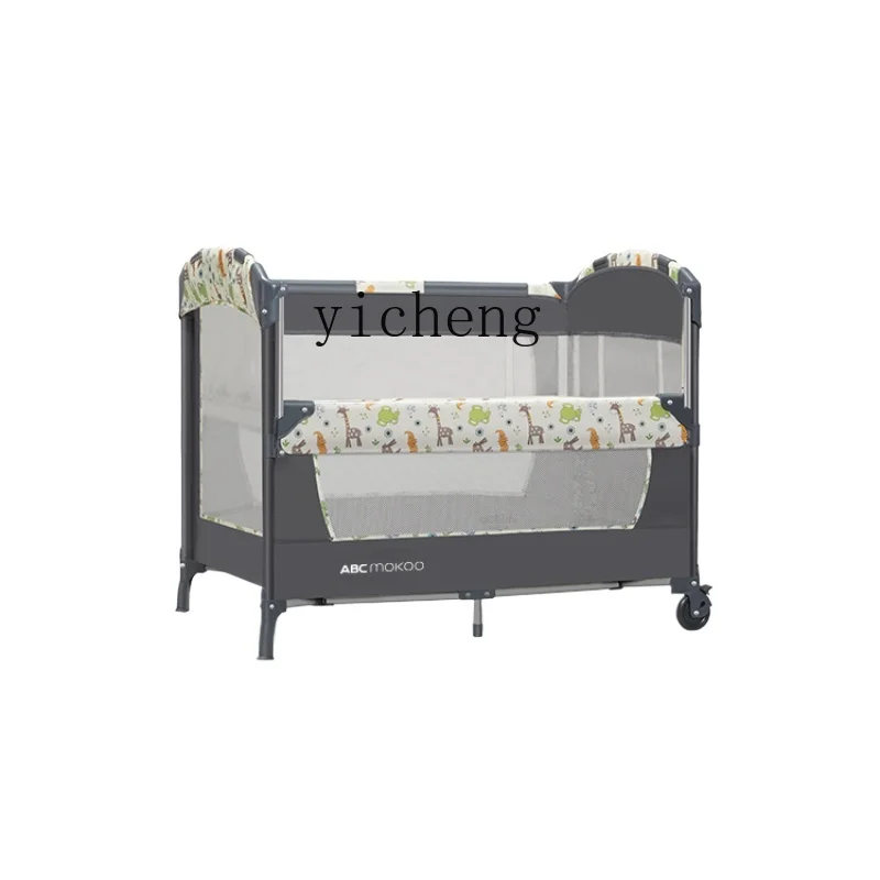 Tqh Folding Baby Bed Movable Newborn Bassinet Multi-Functional Stitching Bed