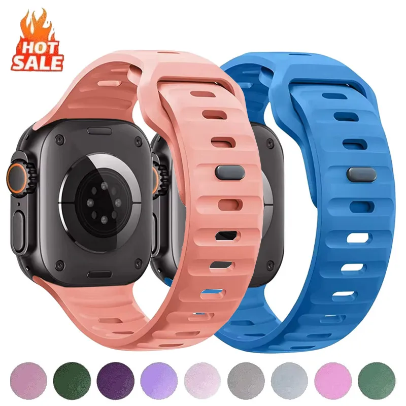Silikonarmband Wasserdichtes Sportband für Apple Watch Ultra 2 3 49mm S10 S11 42mm 46mm für iWatch SE 1-6 SE7-9 38-41mm 42-45mm
