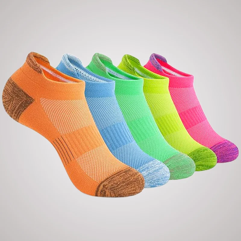 Chaussettes athlétiques invisibles, absorbant la transpiration et respirantes, chaussettes de sport rembourrées de baume, confort de course, 5 paires, nouveau, 2024