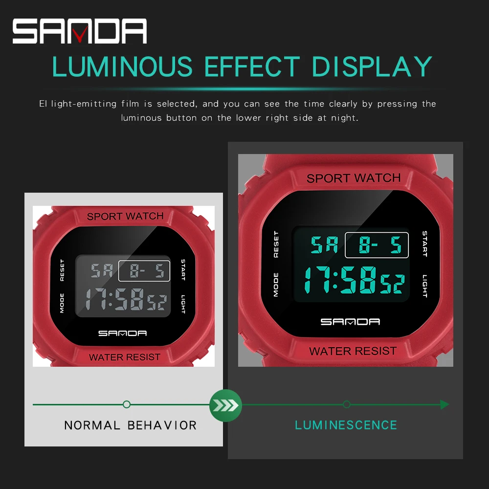SANDA Electronic Watch Lady Digital Fashion Casual Dual Time Sports Chronograph Waterproof Lady Wristwatches Relogio Feminino view 5