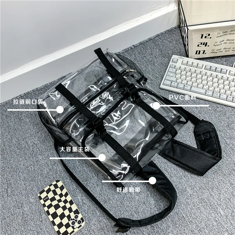 Hot Sale Transparent Backpack PVC Travel Backpack Japan and Korea Trend Flip PVC Transparent School Bag