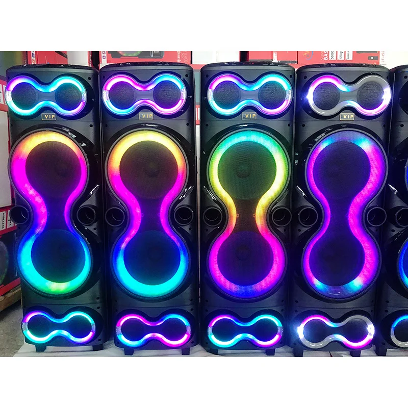 صندوق Boombox بلوتوث مع ضوء LED RGB ، طاقة عالية ، مضخم صوت البطارية ، جهاز التحكم عن بعد ، ميكروفون خارجي ، 12 بوصة × 2 ، ave W