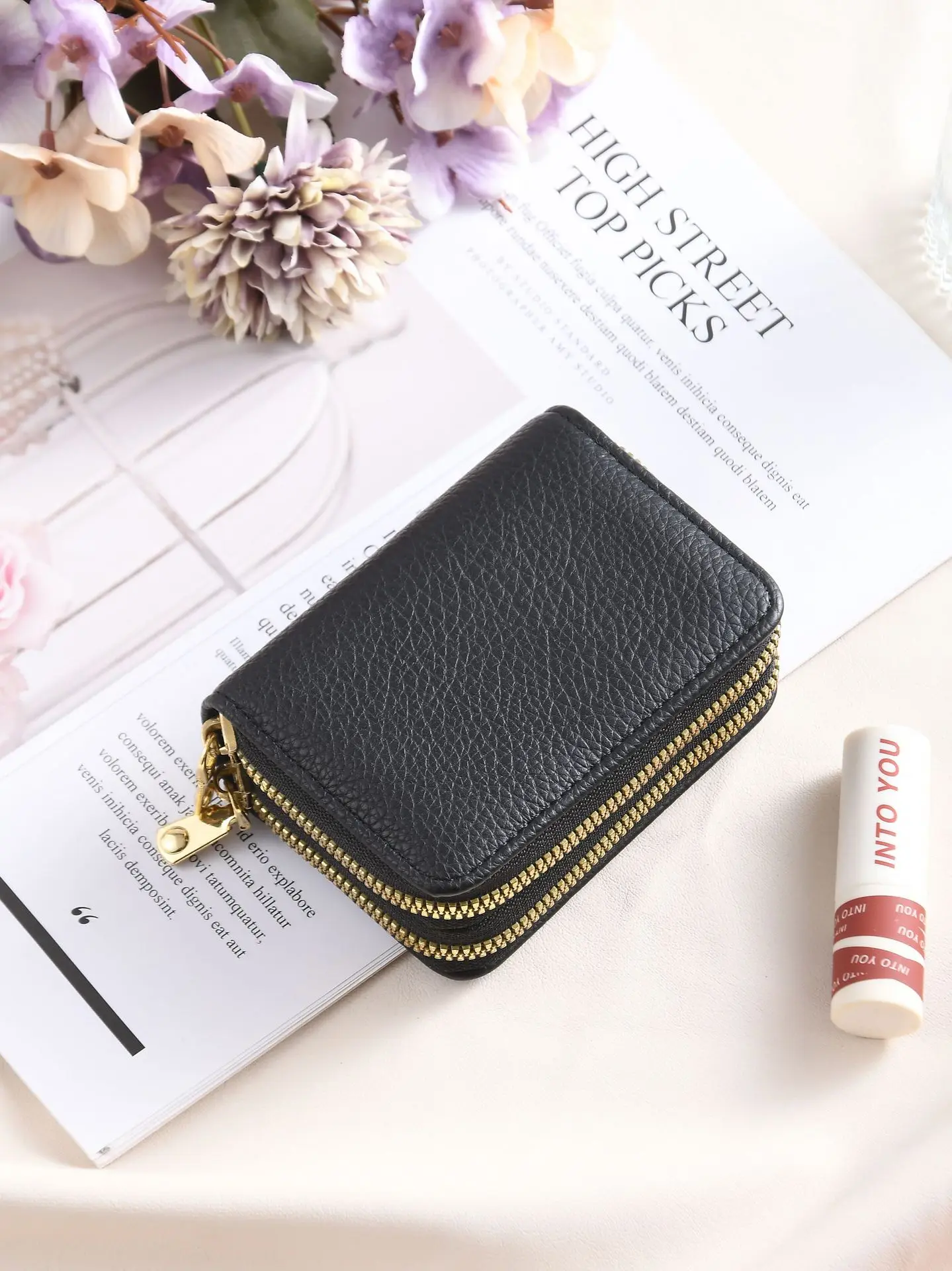 

Women's Dual-Zipper Card Organizer Textured Grain Wallet with Coin Pocket Multi-Slot Double-Layer Purse for Essentials & Travel