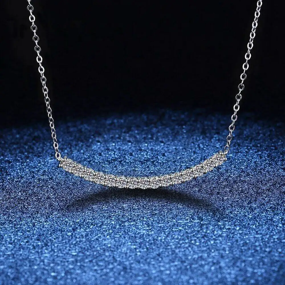 

SG 0,86 карата муассанит ожерелье из стерлингового серебра 925 пробы для женщин D VVS1 муассанит с подвеской в виде улыбки ювелирные изделия