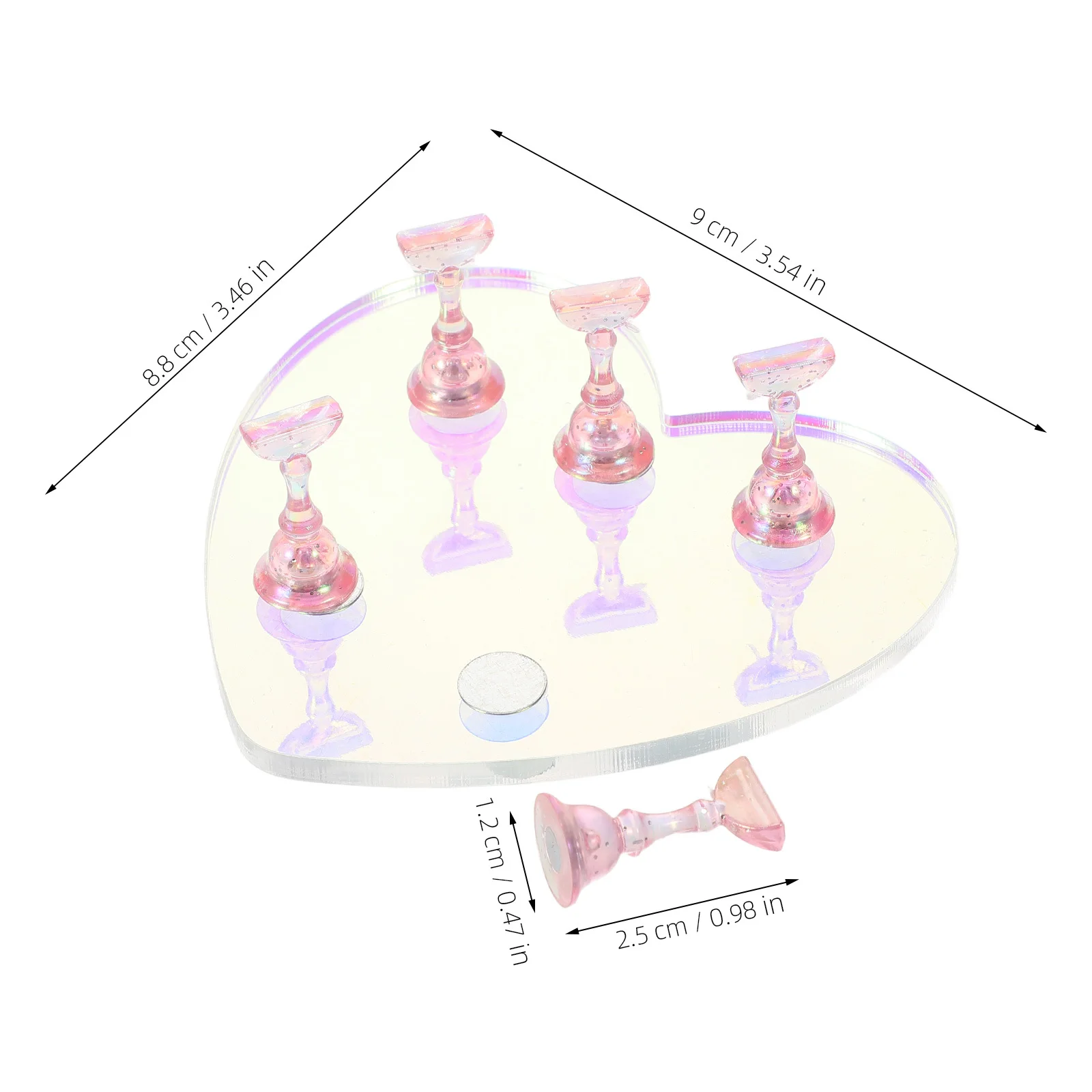 5 قطعة مجموعة الممارسة على شكل قلب قاعدة أكريليك المحمولة مسمار الفن حامل للمبتدئين عرض حامل أداة الأظافر وهمية عرض المجلس #6