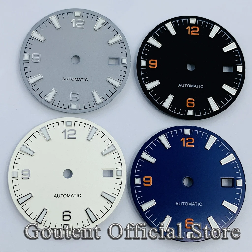 Goutent 31mm Sterile Watch Dial Fit NH35 NH35A Movement With Calendar Window Fit 3 O\'Clock Crown 3.8 O\'Clock Crown