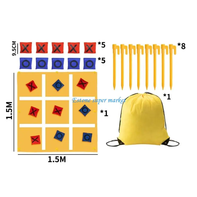 090B Bean Bag Toss X O Set with Portable Throwing Mat, Toss Bags, Stakes and Storage Carry Bag for Lawn Gatherings, Beach Use view 6