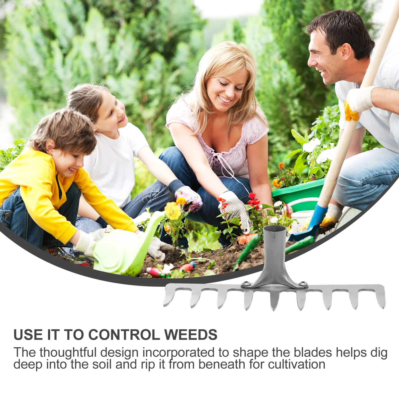 

1pc 9-Tooth Garden Rake Durable Weed Leaf Cleaner For Yard Lawn Farm Agricultural Tool Outdoor Raking Gardening Implement