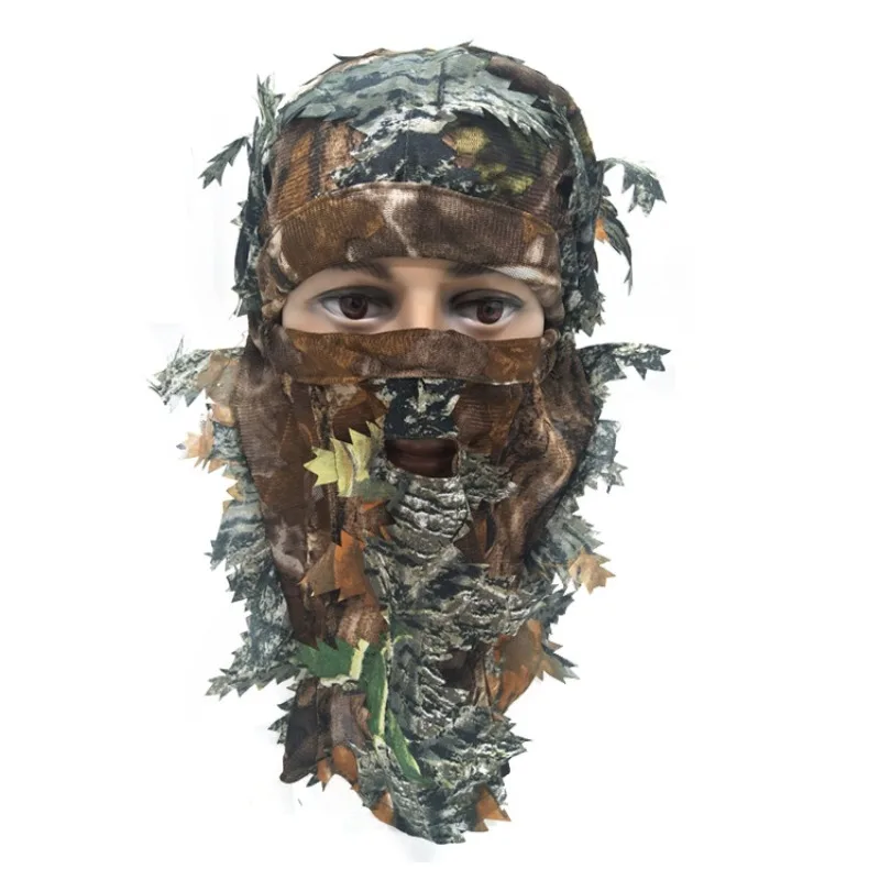 Men 3D Camouflage Balaclava Hat Full Face Mask Outdoor Hunting Hood Cap 3D Full Face Cover Mask Headwear Bandana Neck Gaiter Hat