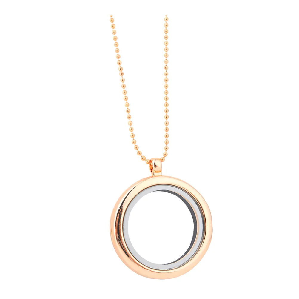 

Alloy Locket Pendant Necklace Circle Glass Round Magnetic Buckle Openable DIY Personalized Gift Non Fade Jewelry Accessories