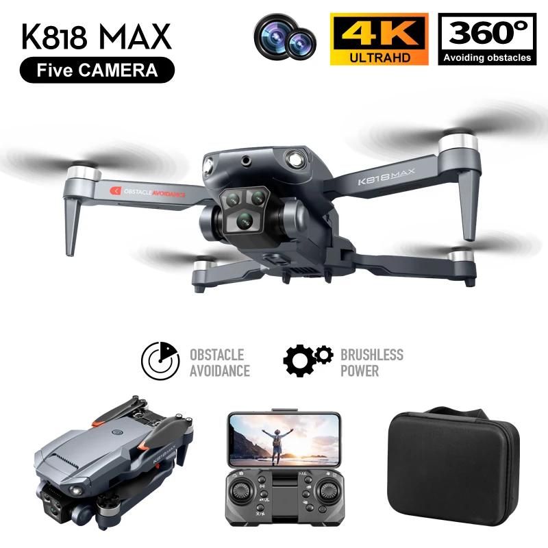 K818 MAX Remote Control Drone 4K Dual Camera 360° Obstacle Avoidance Smart Follow Trajectory Flight 360° Stunt Roll Quadcopter