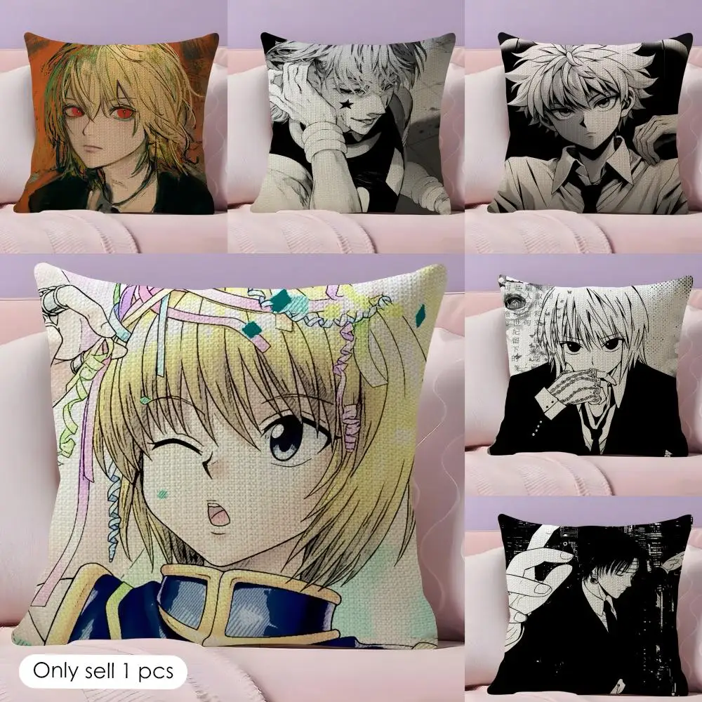 H-hunter x hunter Cushion Cover Natural Linen Double Sided Print  Throw Pillow Case for Sofa Couch Home Decor