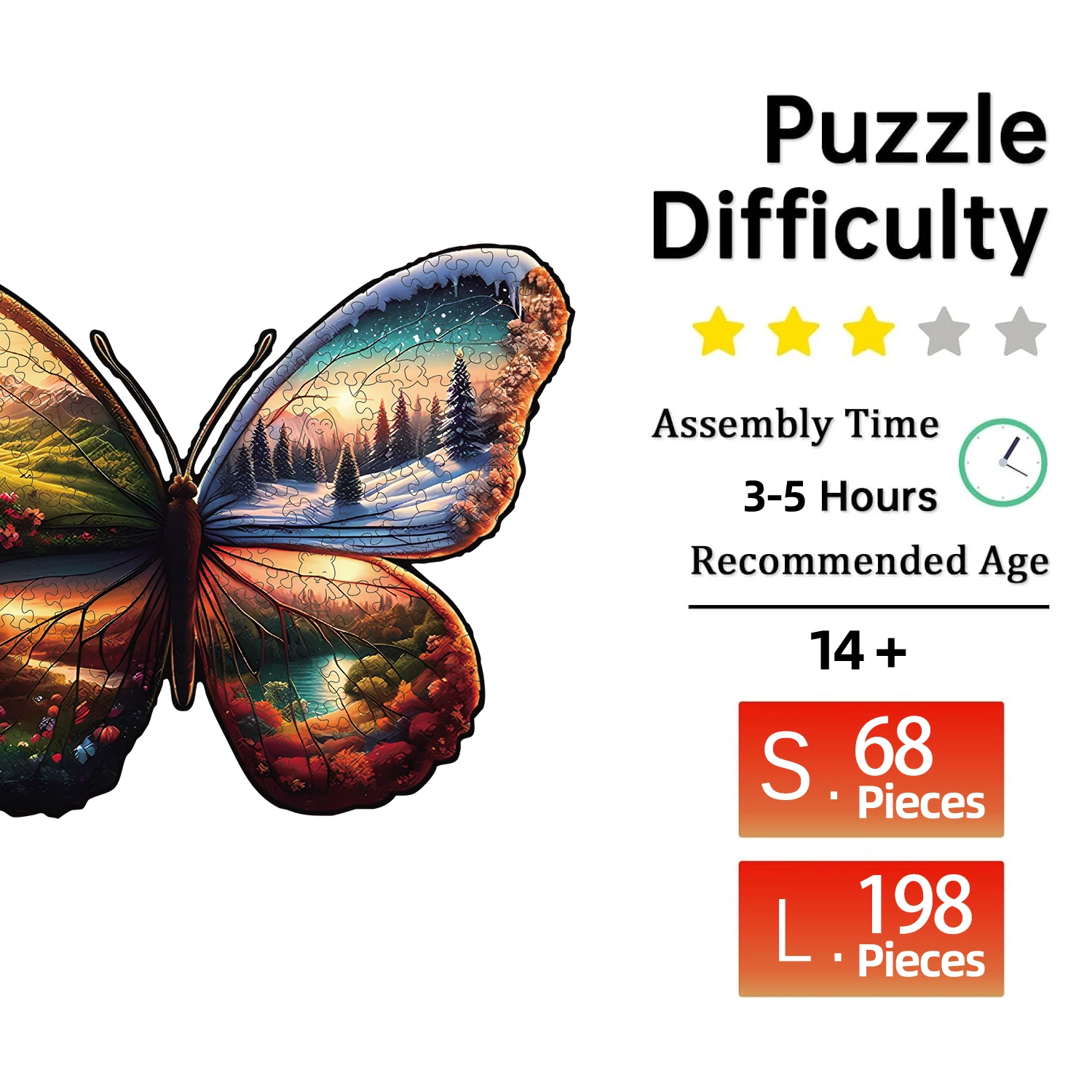 ألغاز خشبية بنمط الفراشة للفصول الأربعة، قطع على شكل حيوانات غير منتظمة، هدية رائعة، ديكور منزلي للعبة عائلية