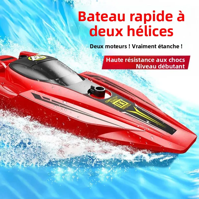 TIMIFIS Navire Télécommandé 2,4 g Mini Bateaux Acrobatiques Télécommandés Lumières Éblouissantes Bateau Rapide Rc Rotatif à 360° Jouets Aquatiques d'Été pour Enfants Éducation