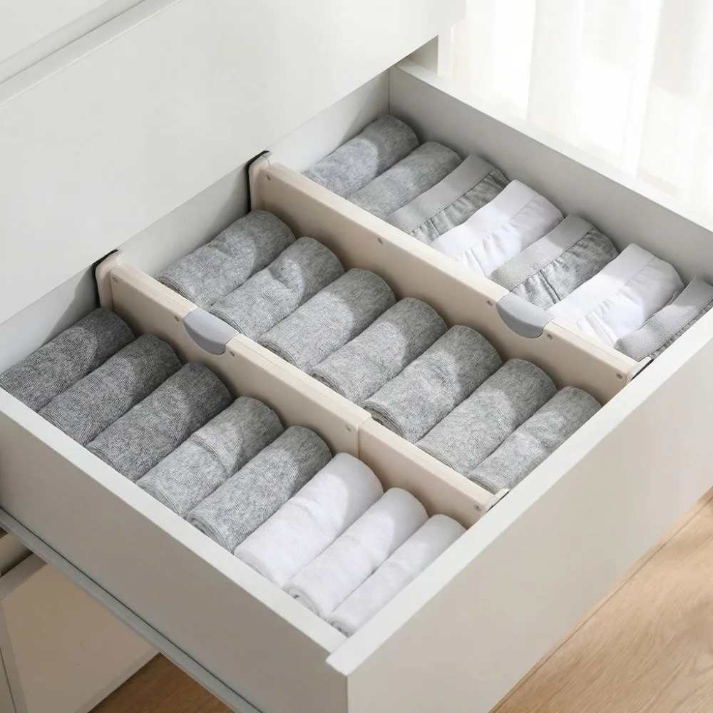 Telescopic Drawer Divider Board Free-combination Tool-free Closet Partition Board Adjustable Non-slip Wardrobe Organizer Board