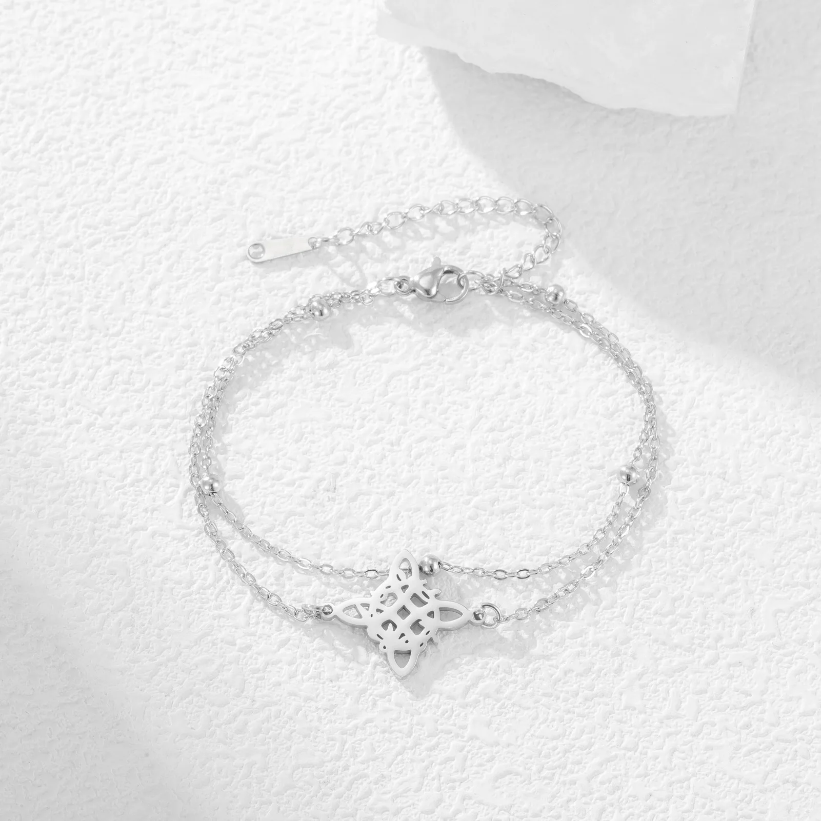 Kkjoy Hexenknoten-Fußkettchen aus Edelstahl, Keltisches Amulett, Hexerei-Fußschmuck, Strand-Fußkettchen, Geschenk für Frauen und Mädchen, Halloween – Detail 8
