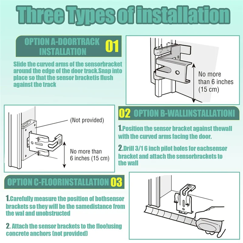 2 قطعة قوس أجهزة استشعار باب المرآب ، مجموعة أجهزة الاستشعار بين قوسين ، ل Liftmaster/Chamberlain/Craftsman باب المرآب Sensorabgi