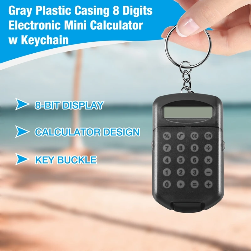 Брелок Серый пластиковый корпус 8-значный электронный мини-калькулятор с брелком