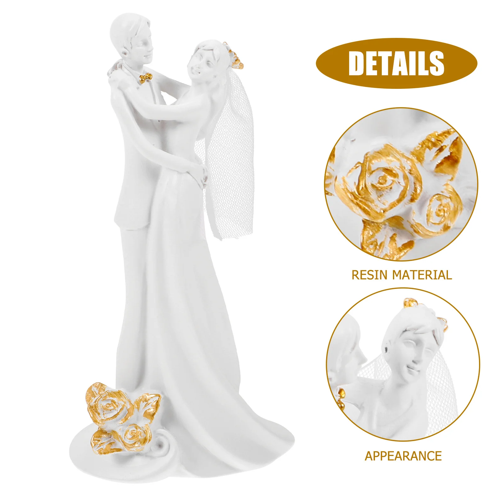 

Resin Couple Sculpture Wedding Decoration Bride and Groom Statue for Table Centerpiece Indoor Space Stylish Atmosphere