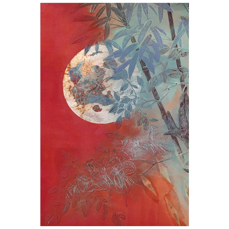 A vintage-style entryway, hand-painted red bamboo moon, and a restaurant with a new Chinese style